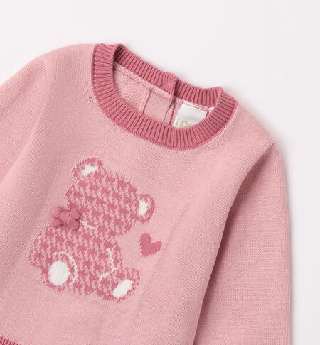 iDO teddy bear jumper for girls from 1 to 24 months MAUVE-2783