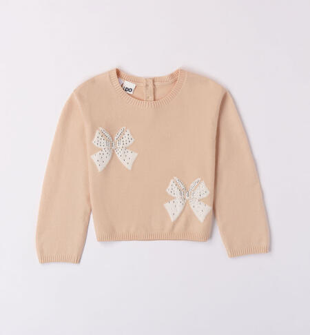 Girls' jumper with bows BEIGE