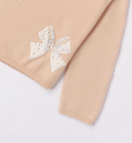 iDO jumper with bows for girls from 9 months to 8 years BEIGE-0916