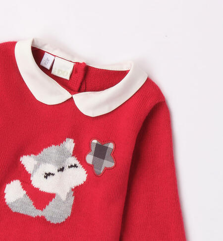 iDO red sweater with fox for girls from 1 to 24 months ROSSO-2253