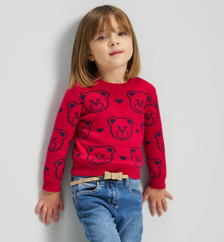 Maglione bambina con orsetti ROSSO