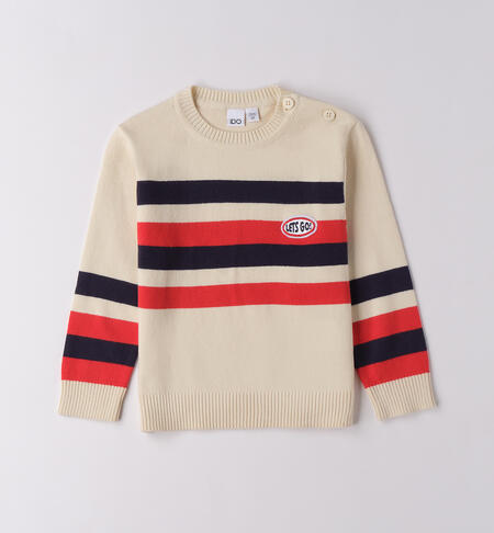 Maglione bambino a righe ECRU-0124
