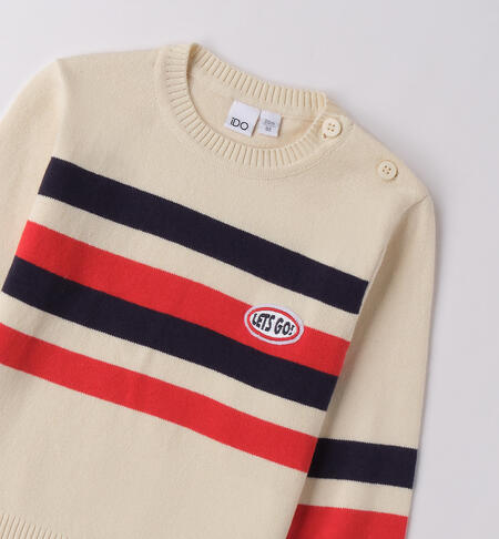 Maglione bambino a righe ECRU-0124