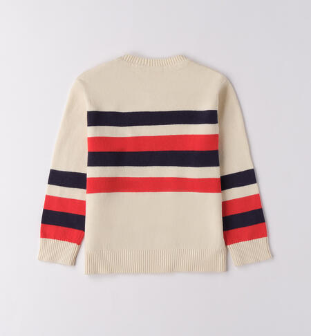 Maglione bambino a righe ECRU-0124
