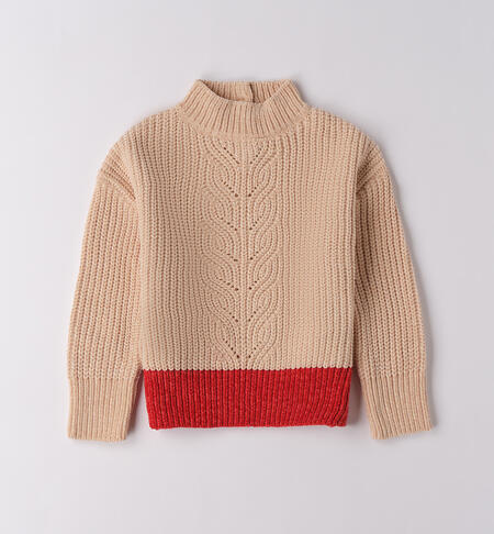 Maglione collo alto bambina BEIGE