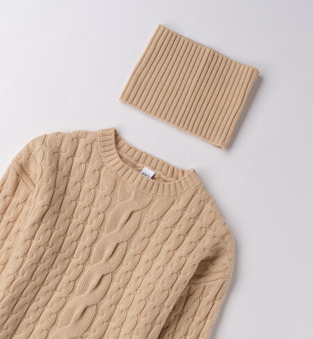 Maglione con scaldacollo per ragazza BEIGE-0924