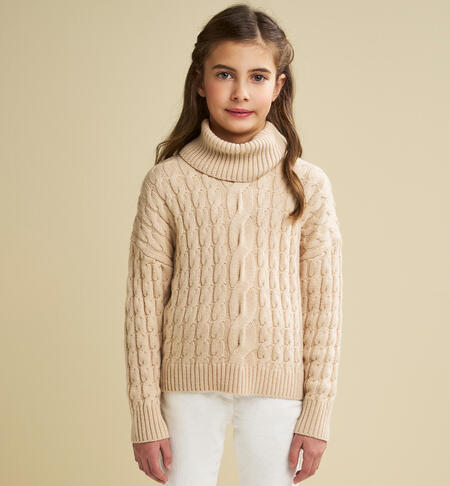Maglione con scaldacollo per ragazza BEIGE-0924