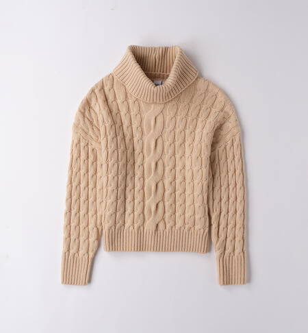 Maglione con scaldacollo per ragazza BEIGE-0924