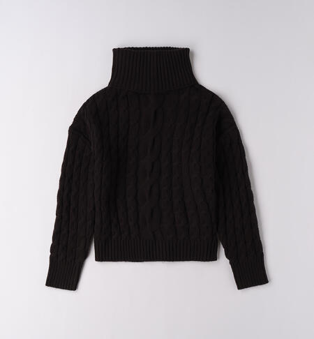 Maglione con scaldacollo per ragazza NERO