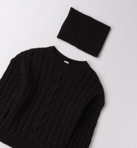 Maglione con scaldacollo per ragazza NERO-0658