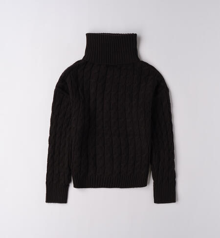 Maglione con scaldacollo per ragazza NERO-0658