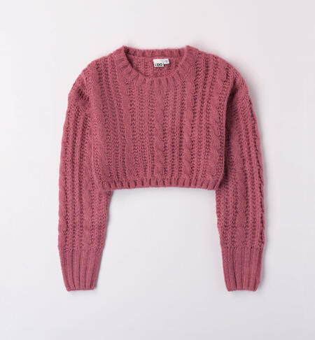 iDO cropped jumper for girls from 8 to 16 years MAUVE-3023