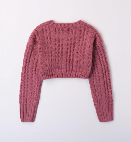 iDO cropped jumper for girls from 8 to 16 years MAUVE-3023