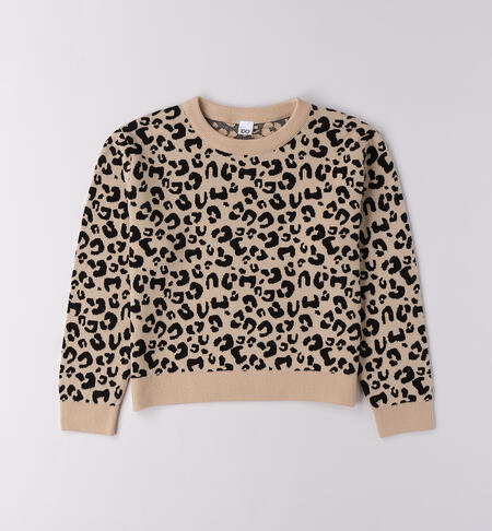 Maglione leopardato ragazza BEIGE
