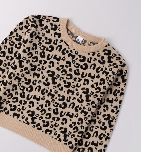 Maglione leopardato ragazza BEIGE-0924
