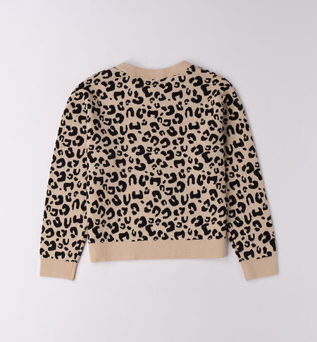 Maglione leopardato ragazza BEIGE-0924