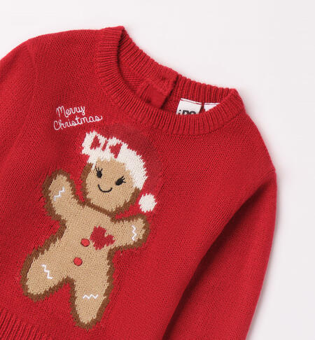 iDO Christmas jumper for girls from 9 months to 8 years ROSSO-2253