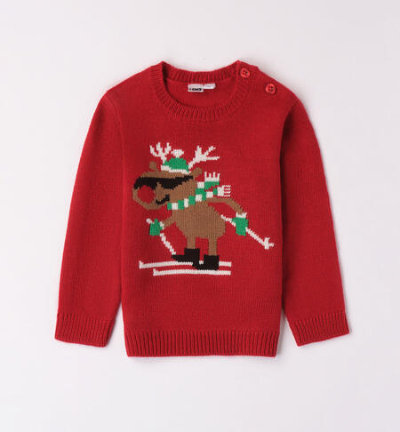 Boys' Christmas jumper with reindeer RED