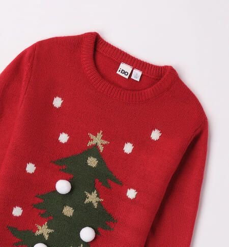iDO Christmas jumper for girls from 8 to 16 years ROSSO-2253