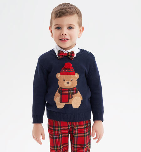 Boys' teddy bear jumper BLUE