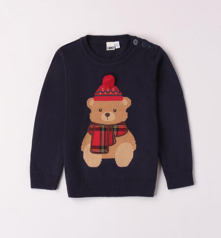 iDO teddy bear jumper for boys from 9 months to 8 years NAVY-3885