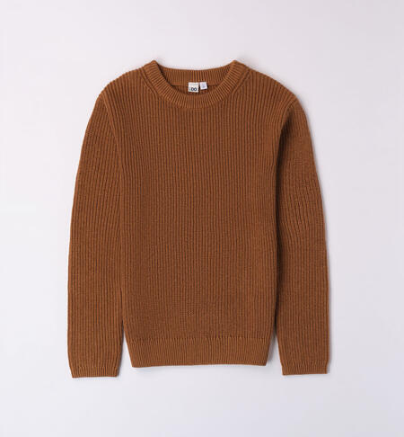 iDO crew neck jumper for boys from 8 to 16 years DARK BEIGE-0818