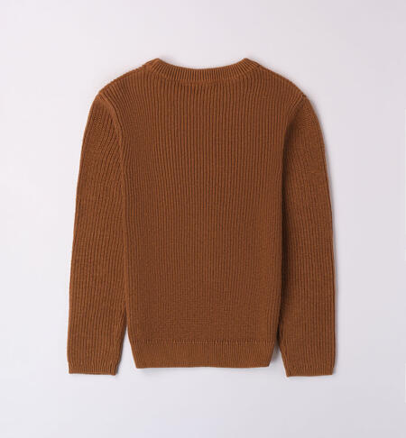 iDO crew neck jumper for boys from 8 to 16 years DARK BEIGE-0818