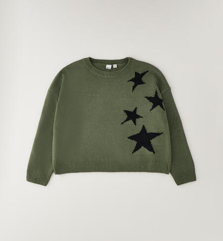 Maglione ragazza con stelle VERDE
