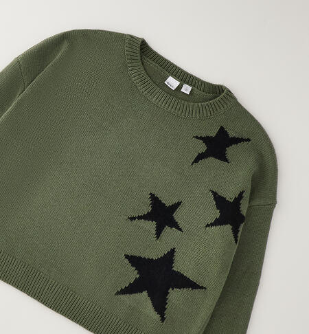 Maglione ragazza con stelle VERDE MILITARE-5554