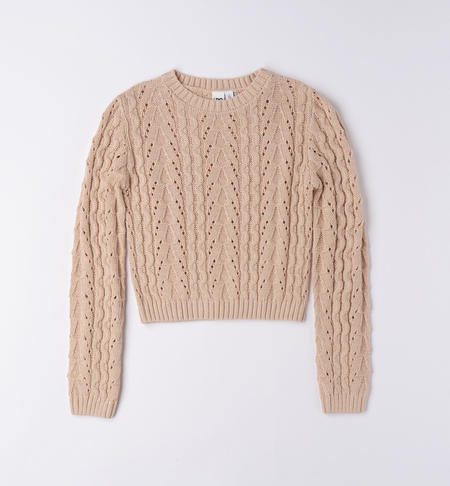 iDO openwork jumper for girls from 8 to 16 years BEIGE-0924