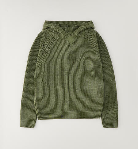 Maglione ragazzo con cappuccio VERDE MILITARE-5554