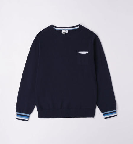 iDO boy's jumper with patches from 8 to 16 years NAVY-3854