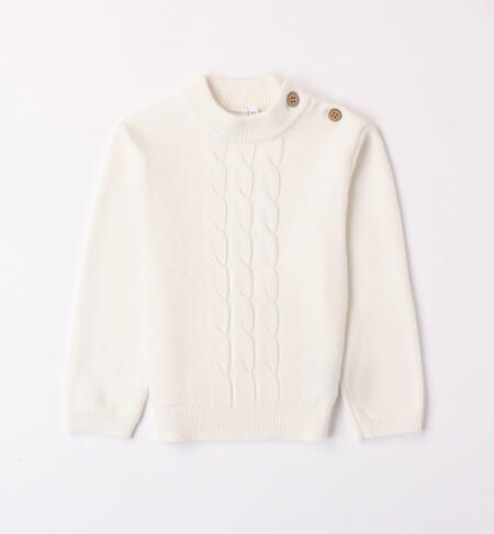 Boys' cable-knit jumper CREAM