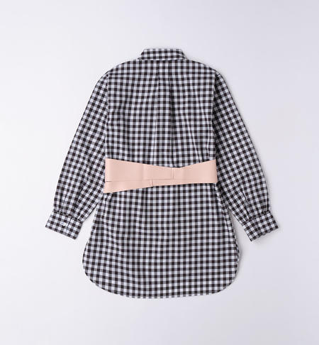 iDO maxi checked shirt for girls from 8 to 16 years NERO-0658