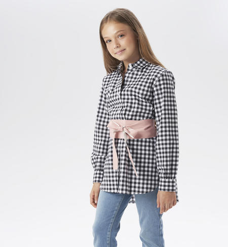 Girl's maxi checked shirt BLACK