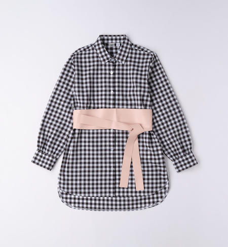 iDO maxi checked shirt for girls from 8 to 16 years NERO-0658