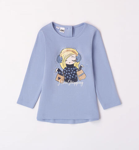 Oversized T-shirt with a girl print BLUE
