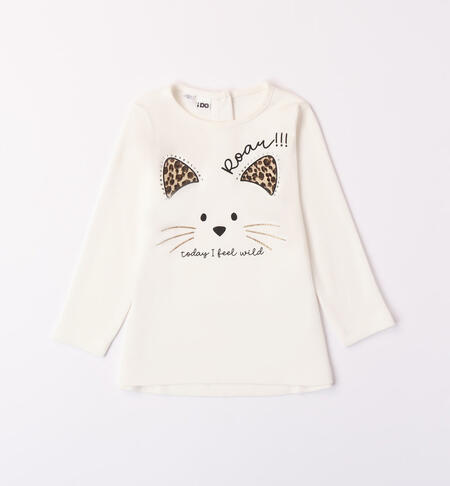 iDO oversized kitten T-shirt for girls from 9 months to 8 years PANNA-0112