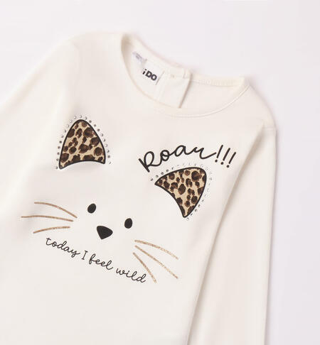 iDO oversized kitten T-shirt for girls from 9 months to 8 years PANNA-0112