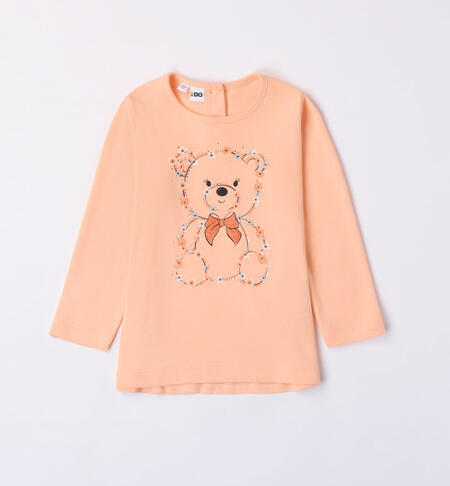 Maxi maglietta con orsetto per bambina da 9 mesi a 8 anni iDO PEACH-2121
