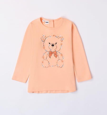 iDO oversized teddy bear T-shirt for girls from 9 months to 8 years PEACH-2121