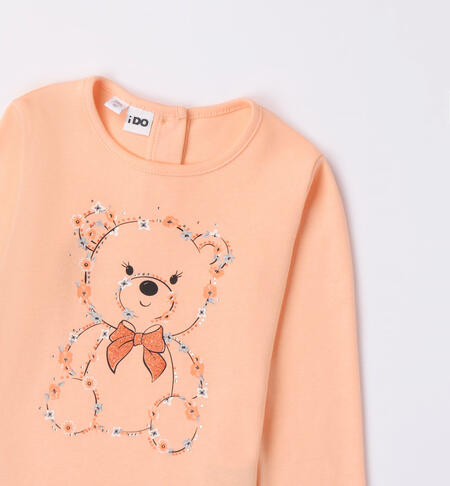 iDO oversized teddy bear T-shirt for girls from 9 months to 8 years PEACH-2121
