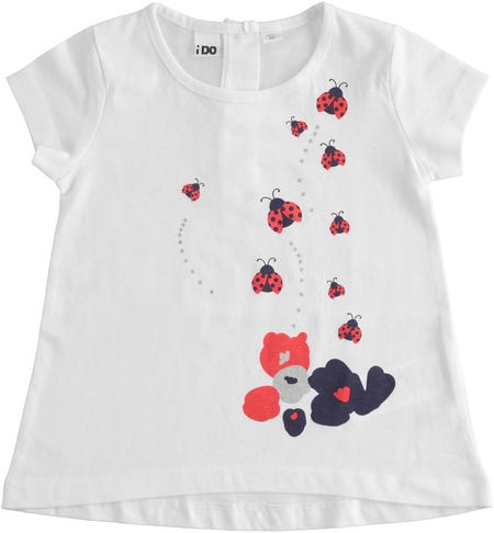 100% cotton maxi t-shirt with different graphics for girls from 6 months to 8 years by iDO BIANCO-ROSSO-8025