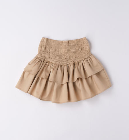 Mini gonna a balze ragazza da 8 a 16 anni iDO BEIGE-0941