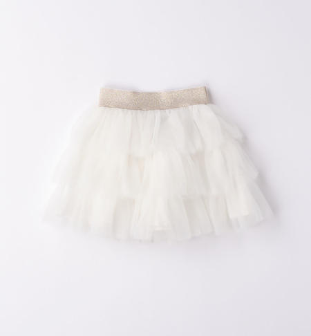 Mini gonna bambina in tulle PANNA