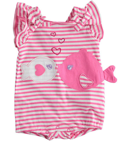 100% cotton romper with small fishes for baby girl from 0 to 18 months iDO ROSA-2427