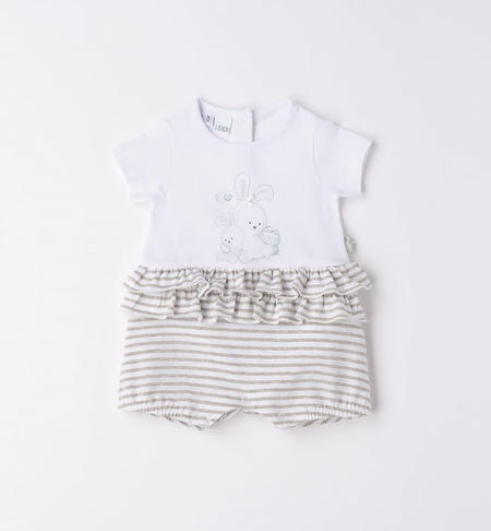 iDO short animal romper for baby girl from 0 to 18 months BIANCO-0113