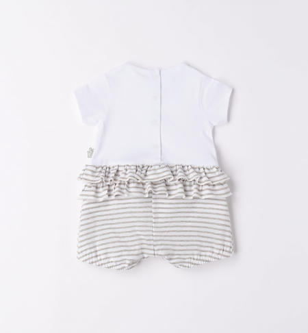iDO short animal romper for baby girl from 0 to 18 months BIANCO-0113