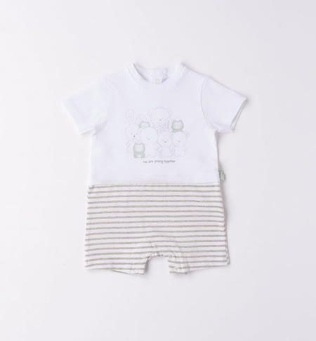 iDO short animal romper for baby boy from 0 to 18 months BIANCO-0113