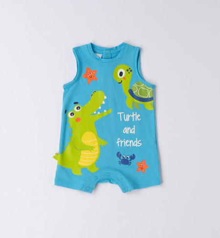 100% cotton baby boy beach romper LIGHT BLUE